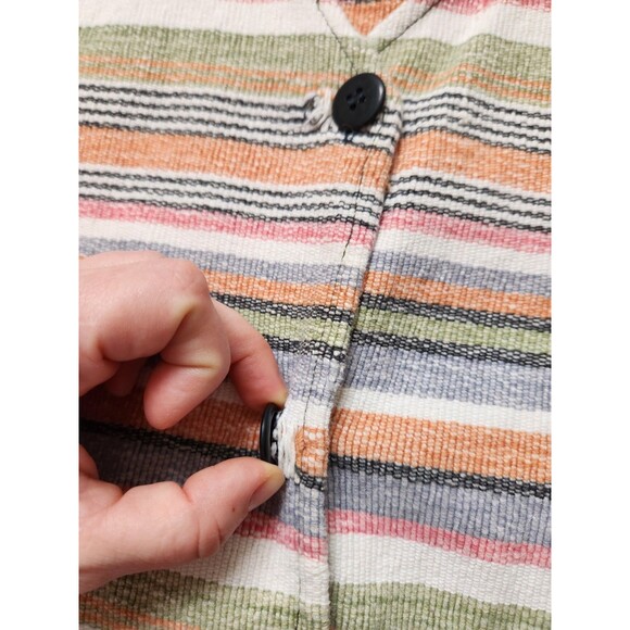 VTG Basic Editions Mutlicolor Stripe Vest Sleeveless V Neck Cotton Retro Sz M - Picture 5 of 11